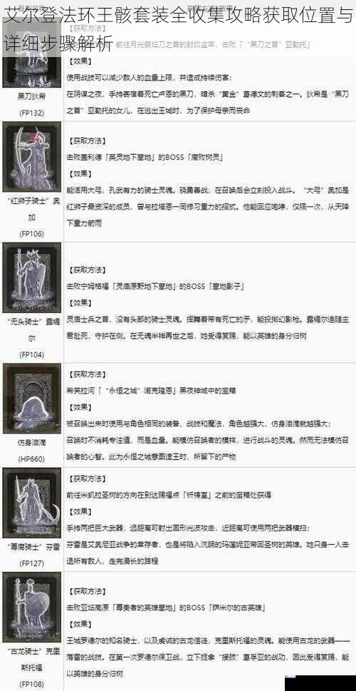 艾尔登法环王骸套装全收集攻略获取位置与详细步骤解析