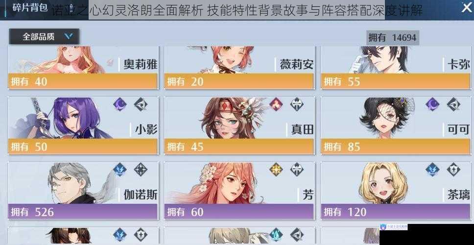 诺亚之心幻灵洛朗全面解析 技能特性背景故事与阵容搭配深度讲解