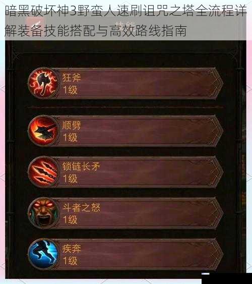 暗黑破坏神3野蛮人速刷诅咒之塔全流程详解装备技能搭配与高效路线指南