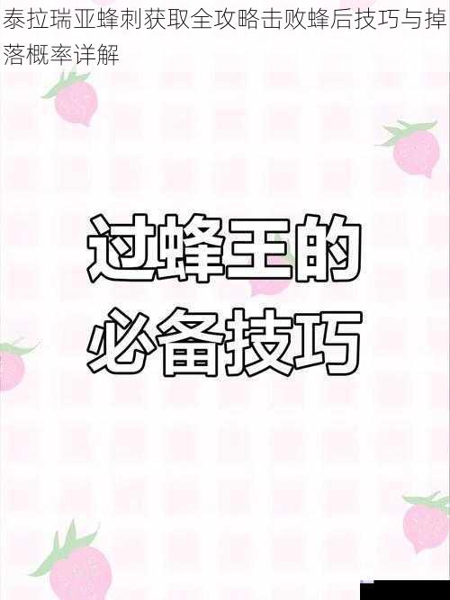 泰拉瑞亚蜂刺获取全攻略击败蜂后技巧与掉落概率详解