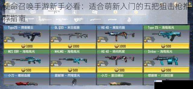 使命召唤手游新手必看：适合萌新入门的五把狙击枪推荐指南