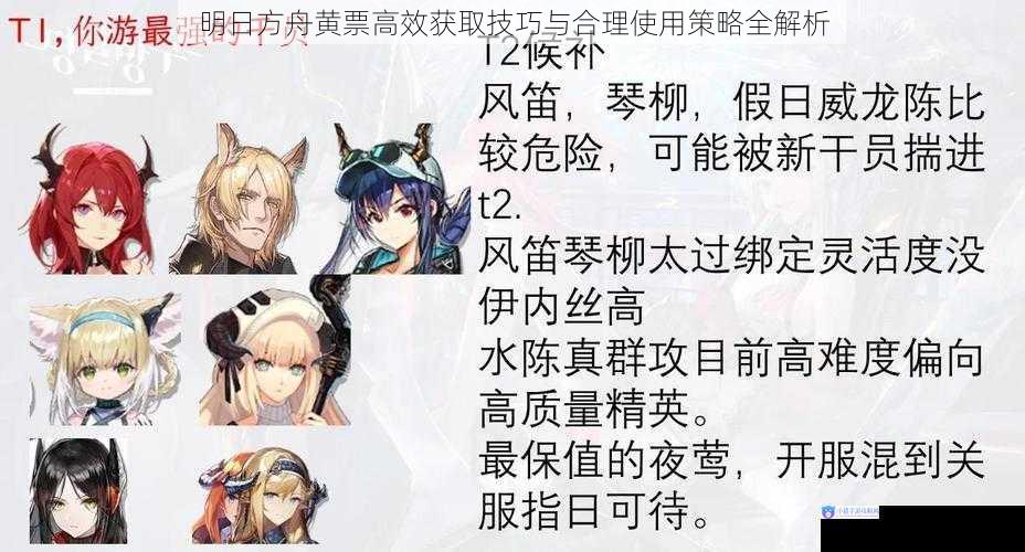 明日方舟黄票高效获取技巧与合理使用策略全解析