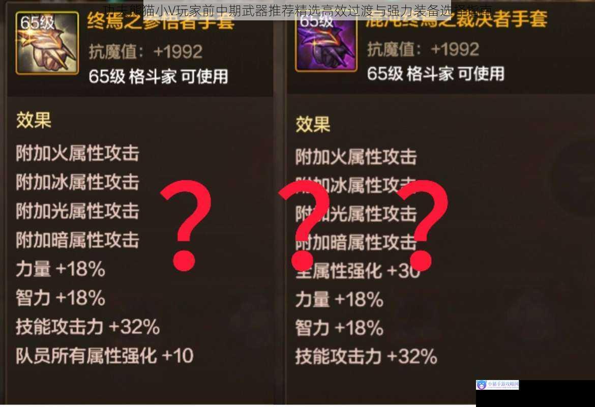 功夫熊猫小V玩家前中期武器推荐精选高效过渡与强力装备选择指南