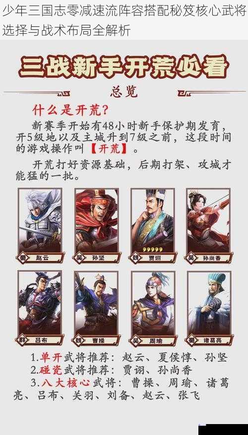 少年三国志零减速流阵容搭配秘笈核心武将选择与战术布局全解析