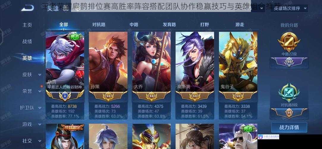 王者荣耀扁鹊排位赛高胜率阵容搭配团队协作稳赢技巧与英雄组合推荐