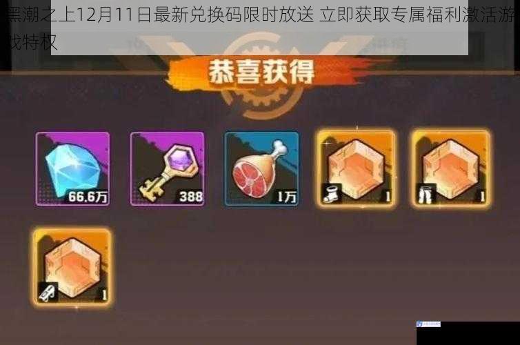 黑潮之上12月11日最新兑换码限时放送 立即获取专属福利激活游戏特权