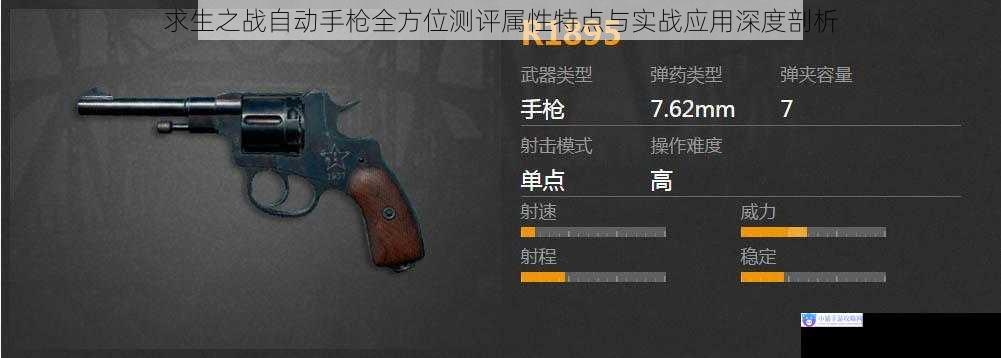 求生之战自动手枪全方位测评属性特点与实战应用深度剖析